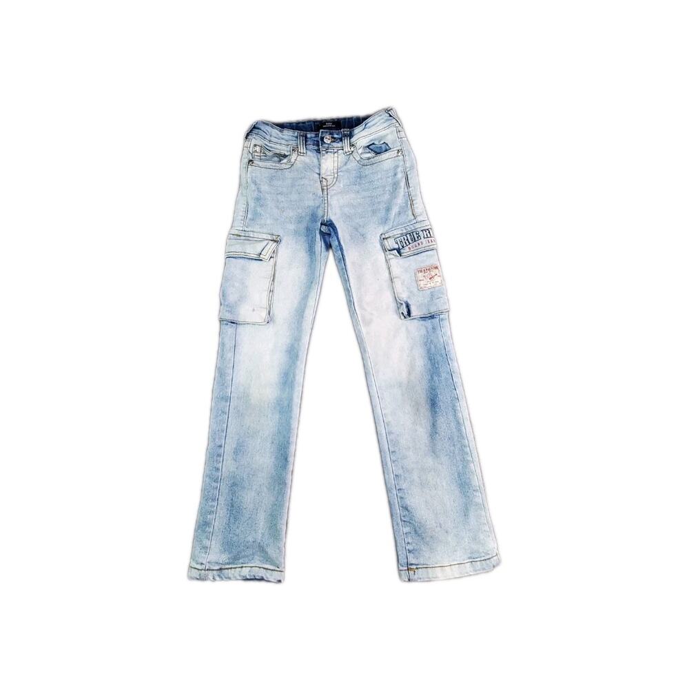 True Religion Ricky Relaxed Straight Kids Sz 10 Cargo Jeans Light Blue C21-92
